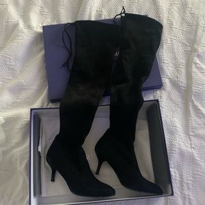 Stuart Weitzman Suede Thigh High Black Boots